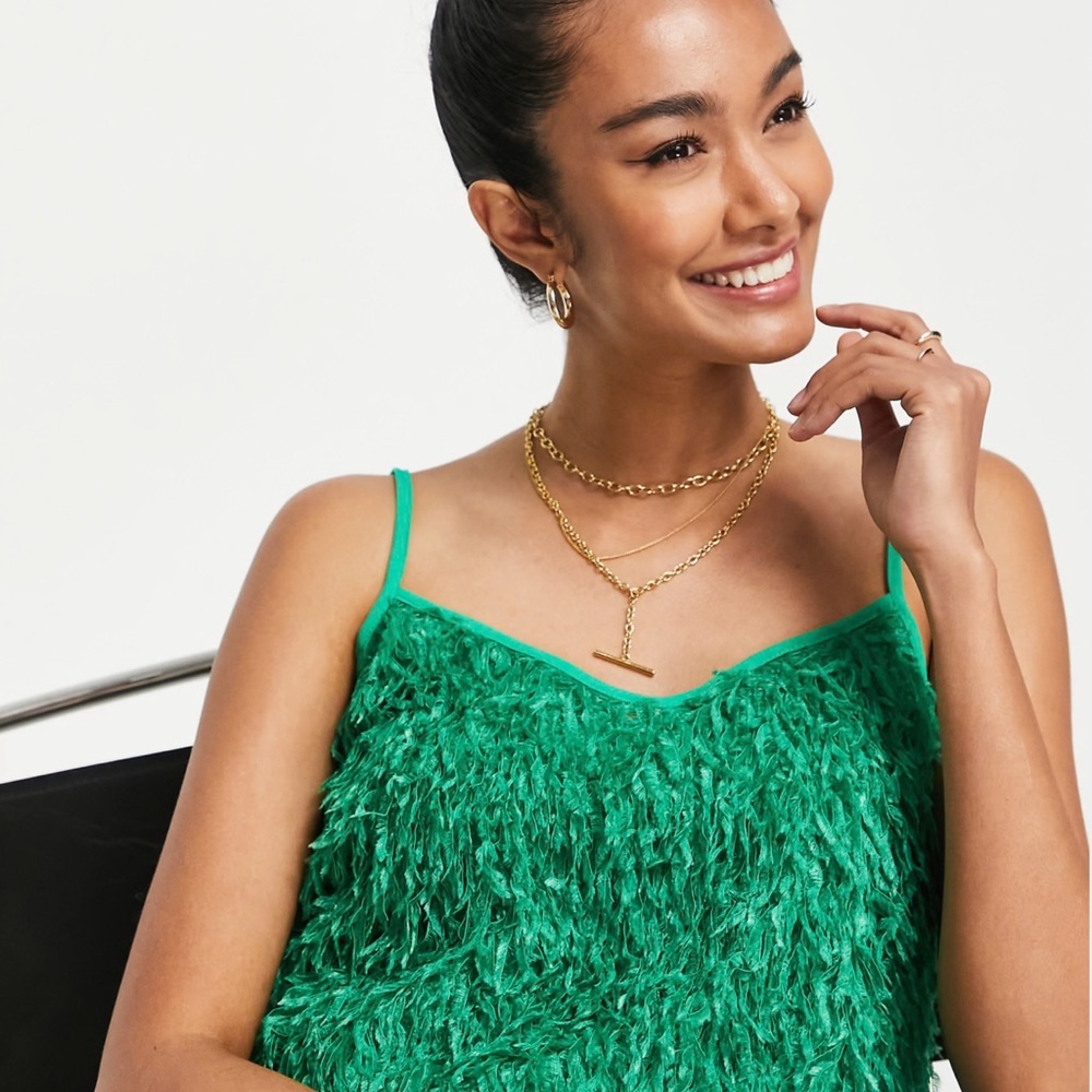 ASOS Vila fluffy crop top in bright green SIZE 4 - Picture 3 of 4